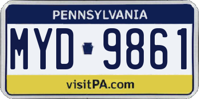 PA license plate MYD9861