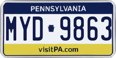 PA license plate MYD9863
