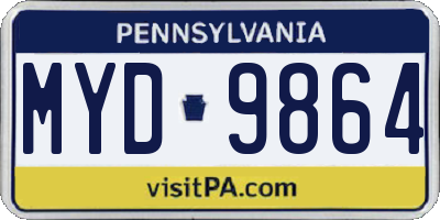 PA license plate MYD9864