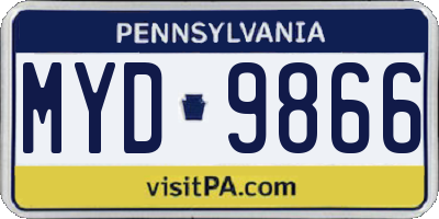 PA license plate MYD9866