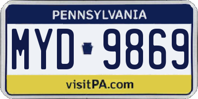 PA license plate MYD9869