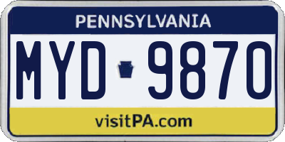 PA license plate MYD9870