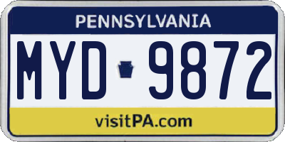 PA license plate MYD9872