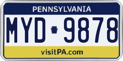 PA license plate MYD9878