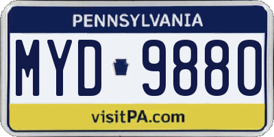 PA license plate MYD9880