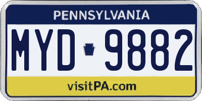 PA license plate MYD9882