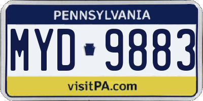 PA license plate MYD9883