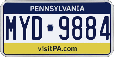 PA license plate MYD9884
