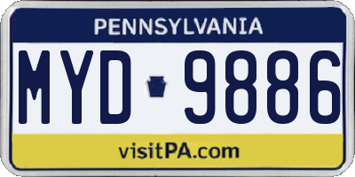 PA license plate MYD9886