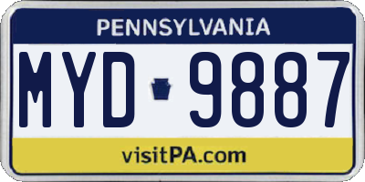 PA license plate MYD9887