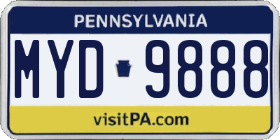 PA license plate MYD9888