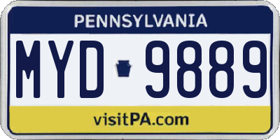 PA license plate MYD9889