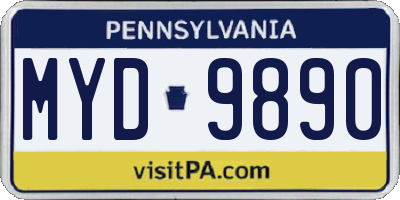PA license plate MYD9890