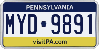 PA license plate MYD9891
