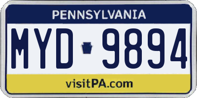 PA license plate MYD9894