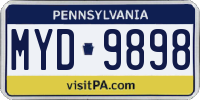 PA license plate MYD9898