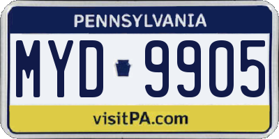 PA license plate MYD9905