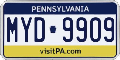 PA license plate MYD9909