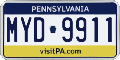 PA license plate MYD9911