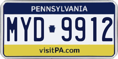 PA license plate MYD9912