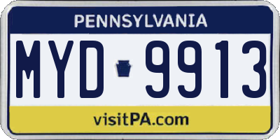 PA license plate MYD9913