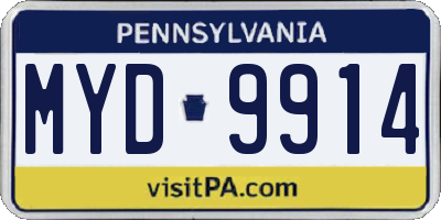 PA license plate MYD9914