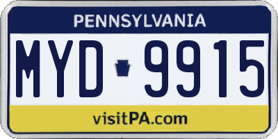 PA license plate MYD9915