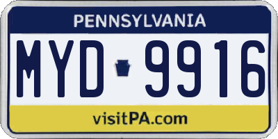 PA license plate MYD9916