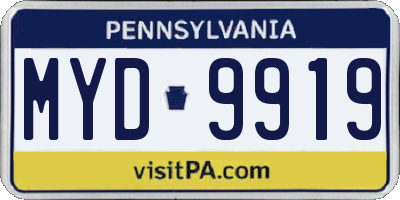 PA license plate MYD9919