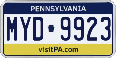 PA license plate MYD9923