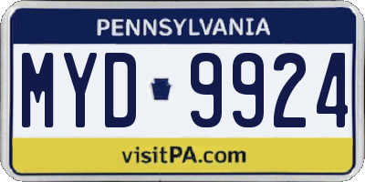 PA license plate MYD9924