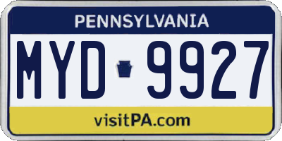 PA license plate MYD9927