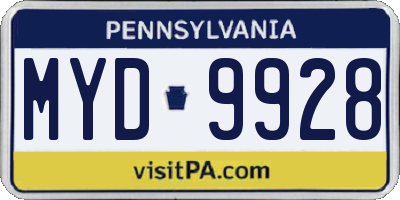 PA license plate MYD9928