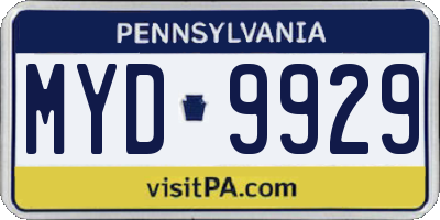 PA license plate MYD9929