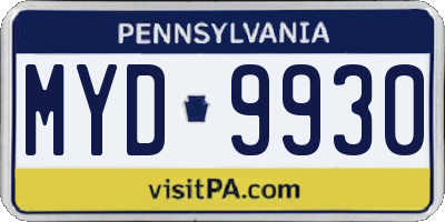 PA license plate MYD9930
