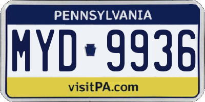 PA license plate MYD9936