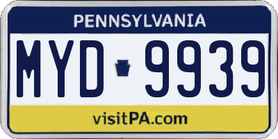 PA license plate MYD9939