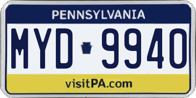 PA license plate MYD9940
