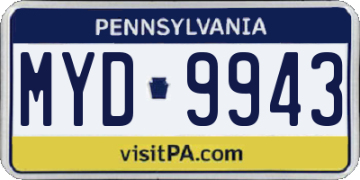 PA license plate MYD9943