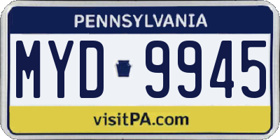 PA license plate MYD9945