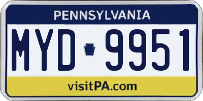 PA license plate MYD9951