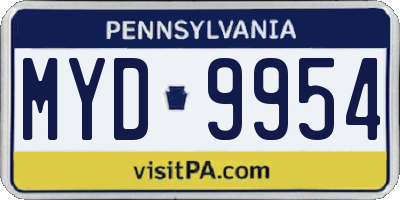 PA license plate MYD9954