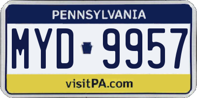 PA license plate MYD9957