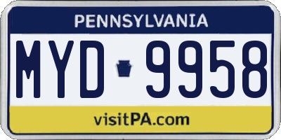 PA license plate MYD9958