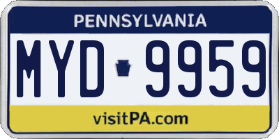 PA license plate MYD9959