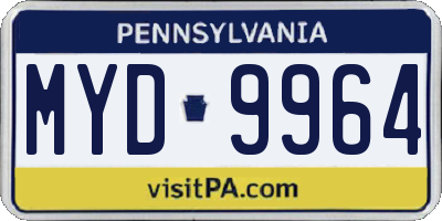PA license plate MYD9964