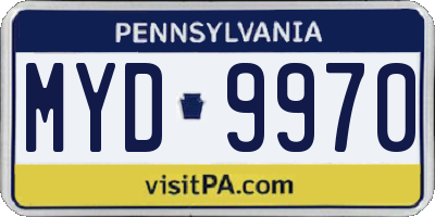 PA license plate MYD9970