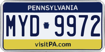 PA license plate MYD9972
