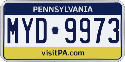 PA license plate MYD9973