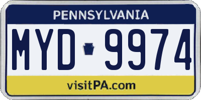 PA license plate MYD9974